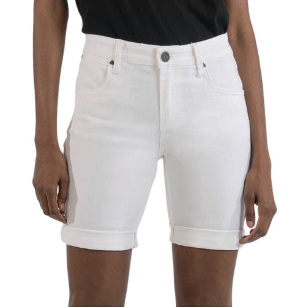 Kut from the Kloth Natalie Mid Rise Bermuda Denim Shorts White Size 0